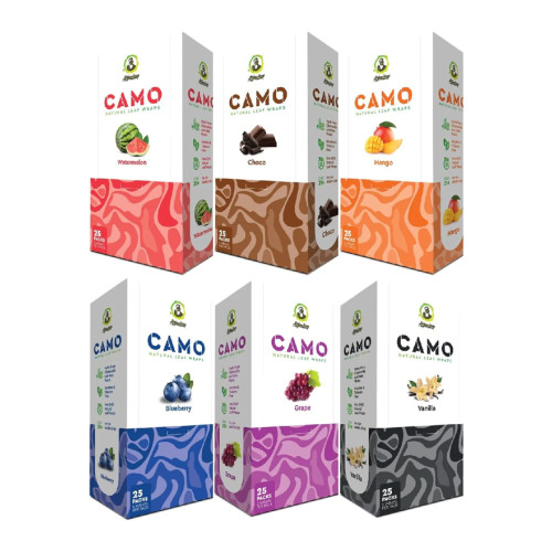 AFGHAN HEMP CAMO SELF-ROLLING NATURAL LEAF WRAPS 5CT/25PK